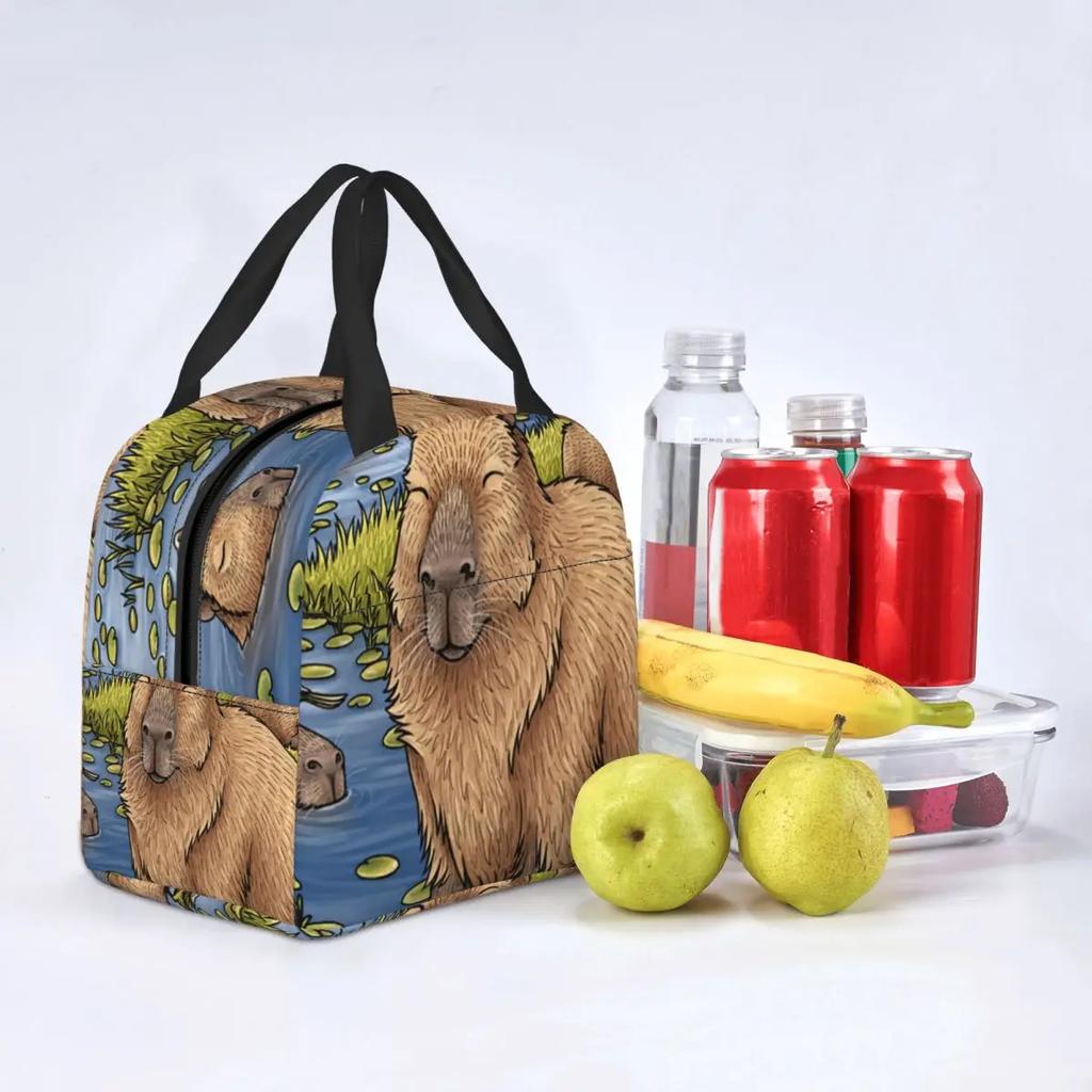 Capybaras Insulated Lunch Bag for Women Waterproof Animal Pet Cooler Thermal Lunch Tote Office Picnic Travel