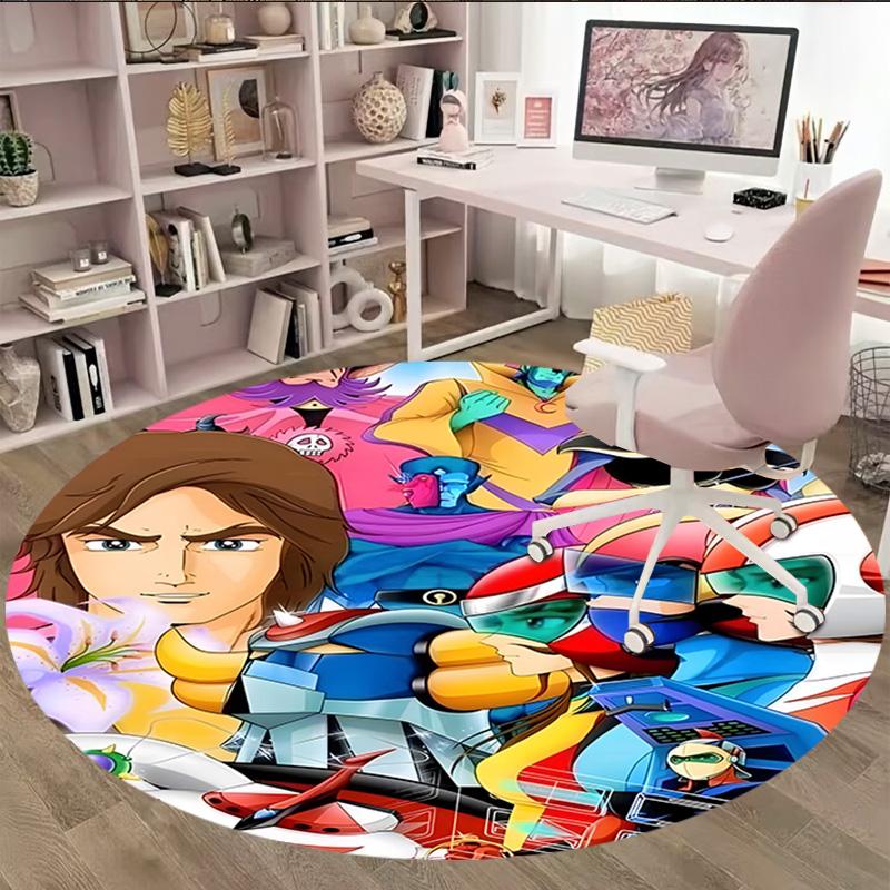 1pc UFO Robot Grendizer9 Print Round Carpet Chair Round Carpet Suitable for Bedroom Living Room Home Decorative Carpet