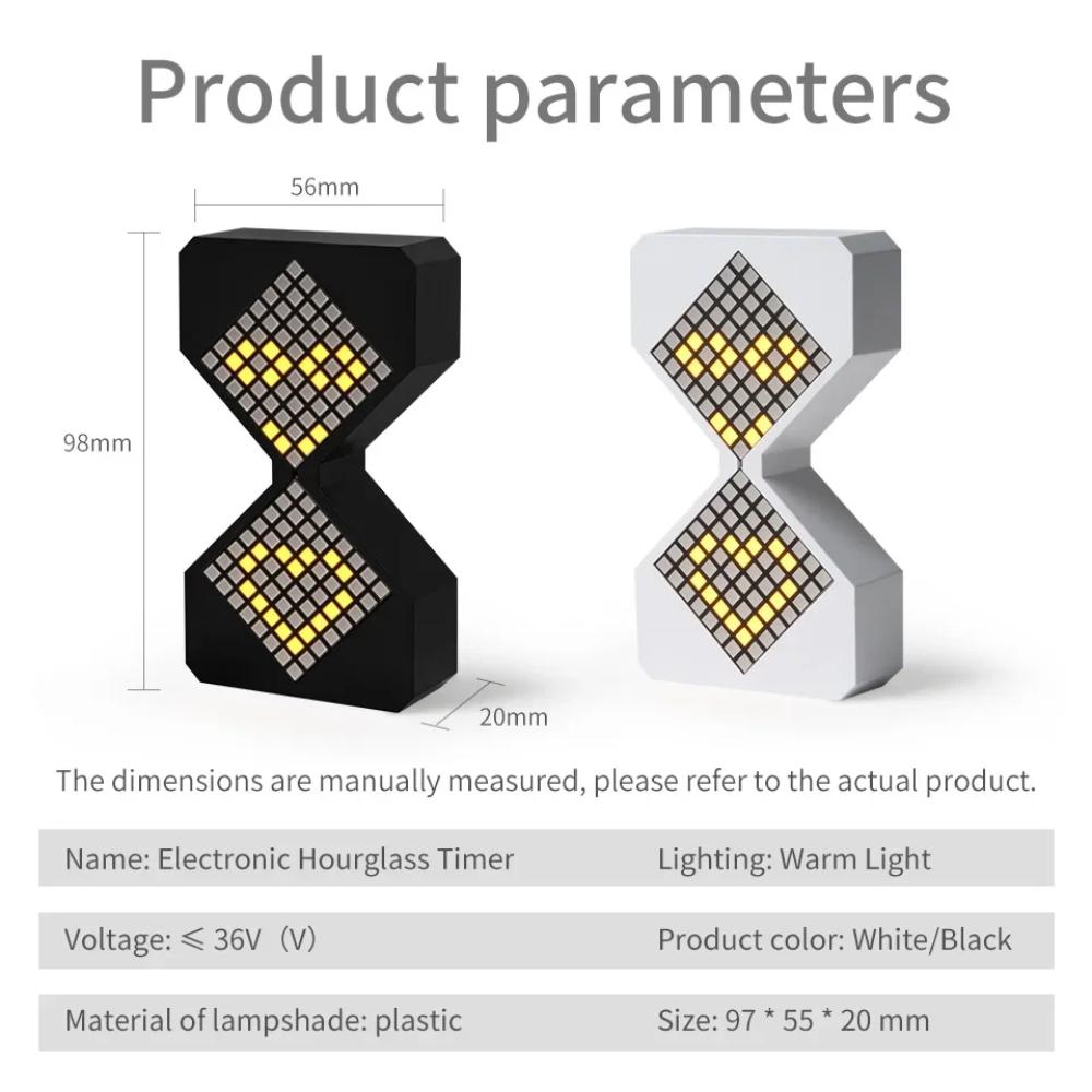 Creative DIY Digital Hourglass Birthday Gift Toy Game Kids Electronic Hourglass Cyber Style Sense of Technology Yellow Light