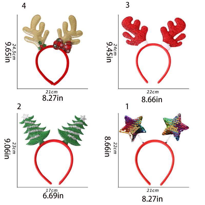 Santa Claus Headband Elk Hair Hoop Elastic Xmas Tree Headbands Christmas Photo Prop for Creative Holiday Party Headpiece