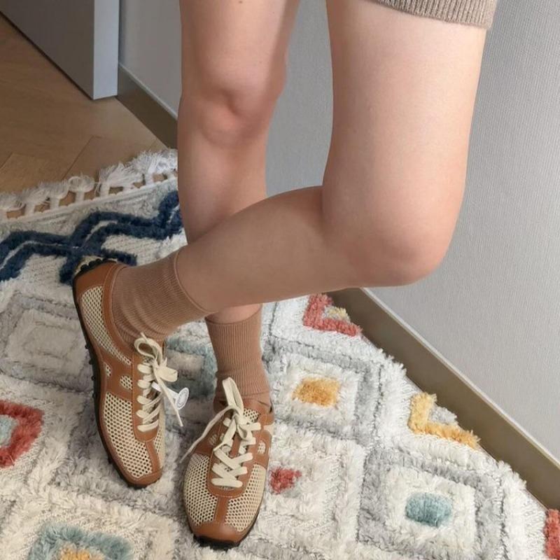 Sheepskin retro hollow casual sports shoes summer woven non-slip mesh breathable flat bottom women