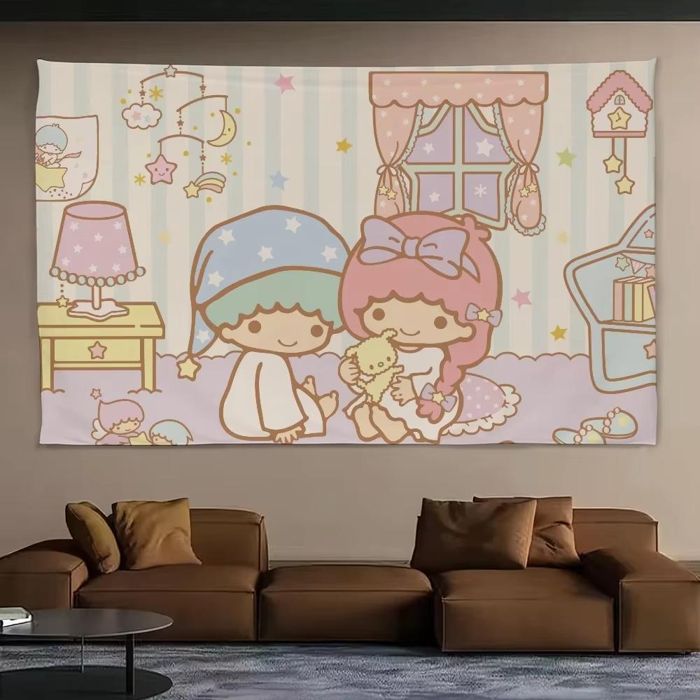 1 Cute Twin Kids Star Tapestry 2D Single Print Sweet Home Decor Soft Accessory Charming Functional KidThemed Attractive Durable