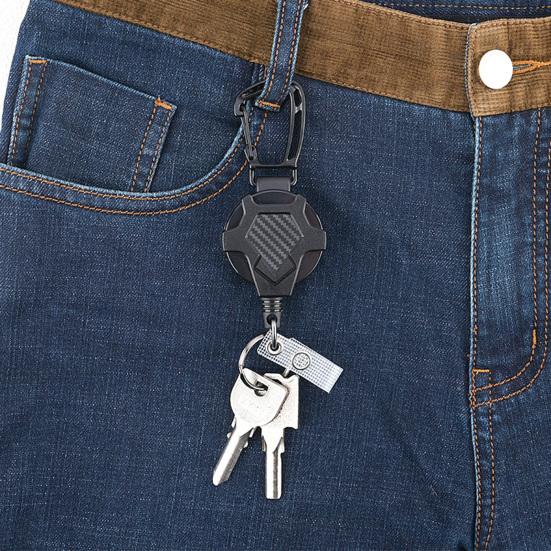 Einziehbarer Schlüsselanhänger mit Drahtseil, Stoßfestigkeit, Taktischer ID-Ausweishalter, Schwerlast