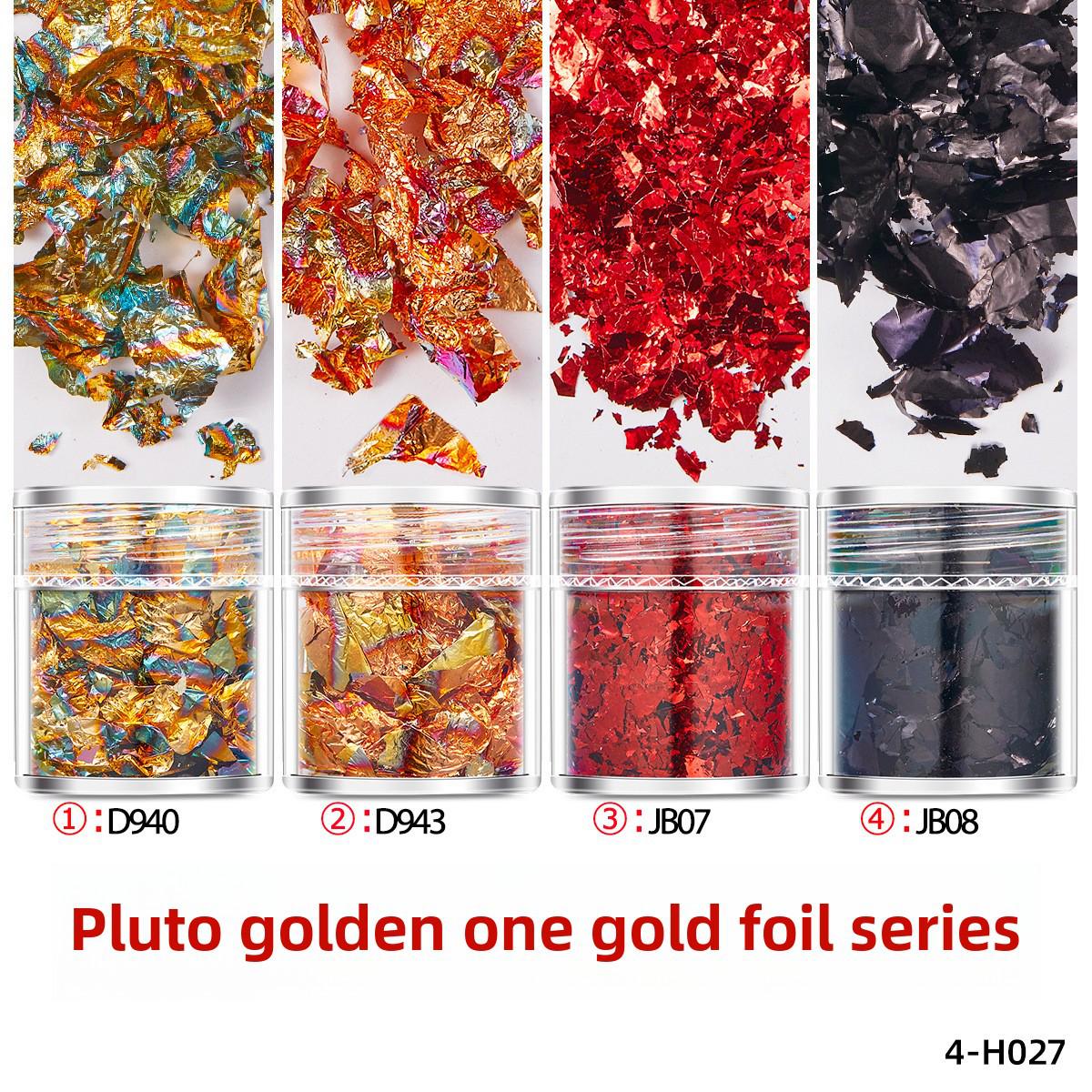 

Набор ультратонких фрагментов золотой и серебряной фольги для дизайна ногтей 4 Bottles/Set