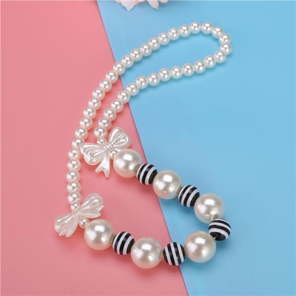 Beautiful Bowknot Pearl Necklace and Bracelet for Girl Children Jewelry Set Beautiful Bowknot Pearl Necklace and Bracelet for Girl Children Jewelry Set