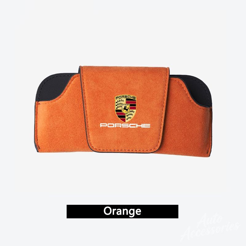 Suede Car Glasses Box Sun Visor Glasses Case Storage For Porsche Cayenne Panamera Macan 911 718 Taycan Boxster Cayman 918 Pajun