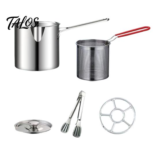 Small Deep Fryer with Basket Pot Removable Frying Basket, Durable Stainless Steel Compact Oil Filter Batch Pot, No Spill Saving for French Fries