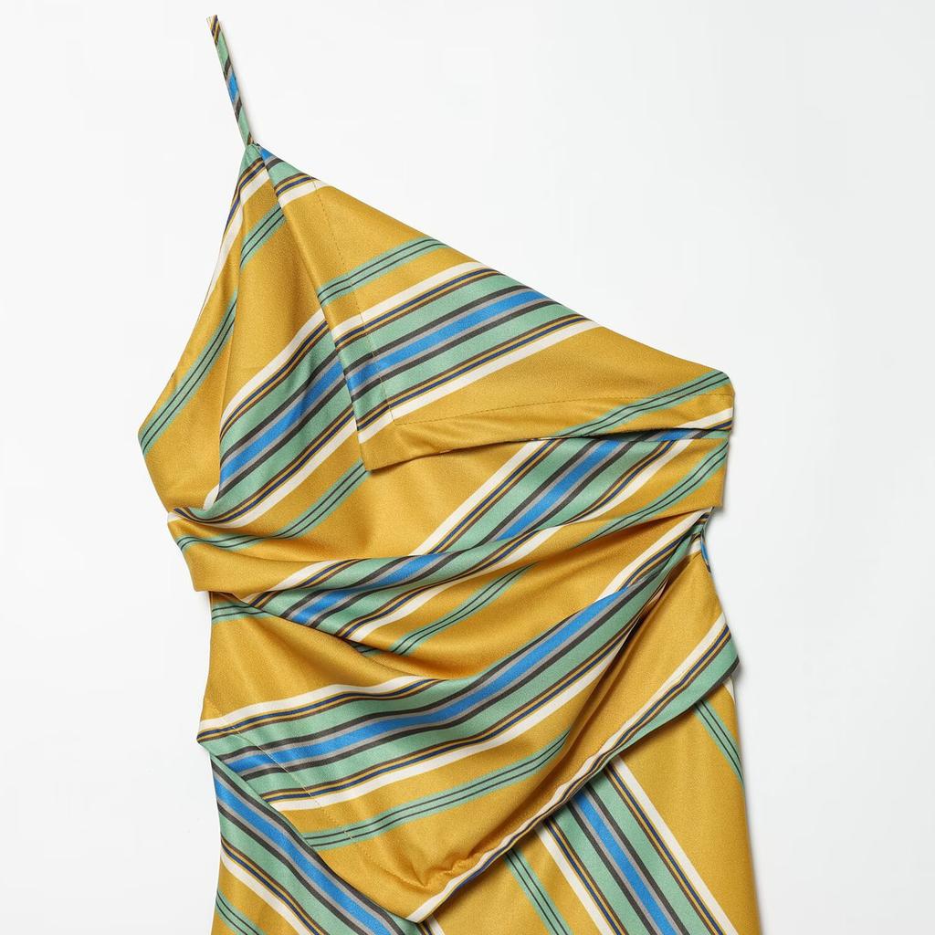 European and American style new women's wear: asymmetrical striped Midi slip dress 2636183