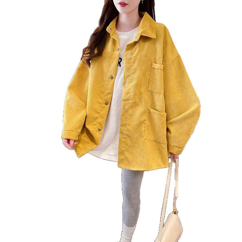 Damska koszula sztruksowa z długim rękawem 2025 w dużych rozmiarach - Wiosna/Jesień Niszowy design