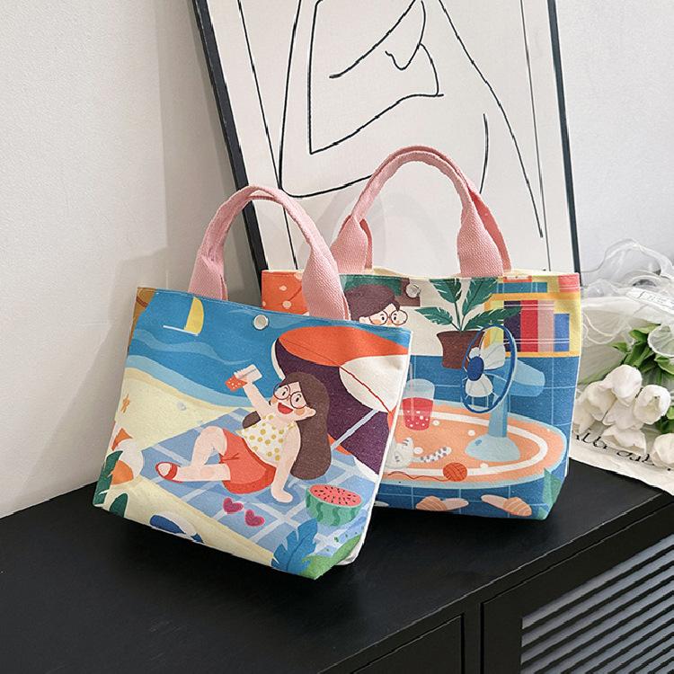 

Модная сумка через плечо с мультяшным рисунком и холщовая сумка большой вместимости