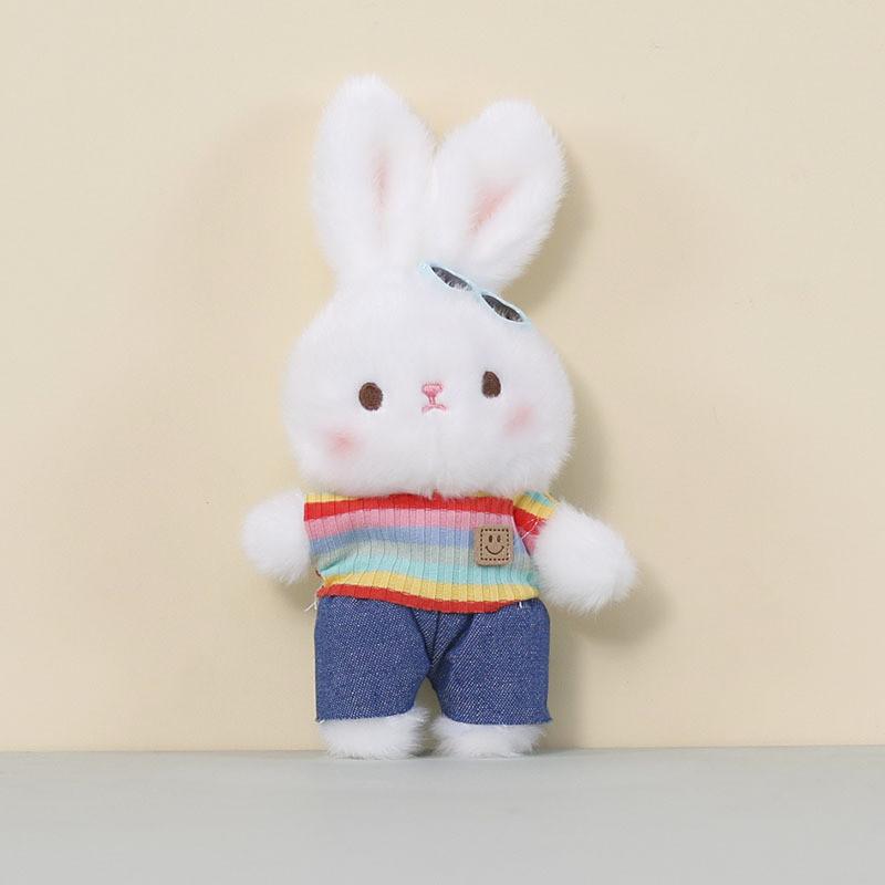 Cute Bunny Plush Toy With Overalls For Car Rearview Mirror Decor