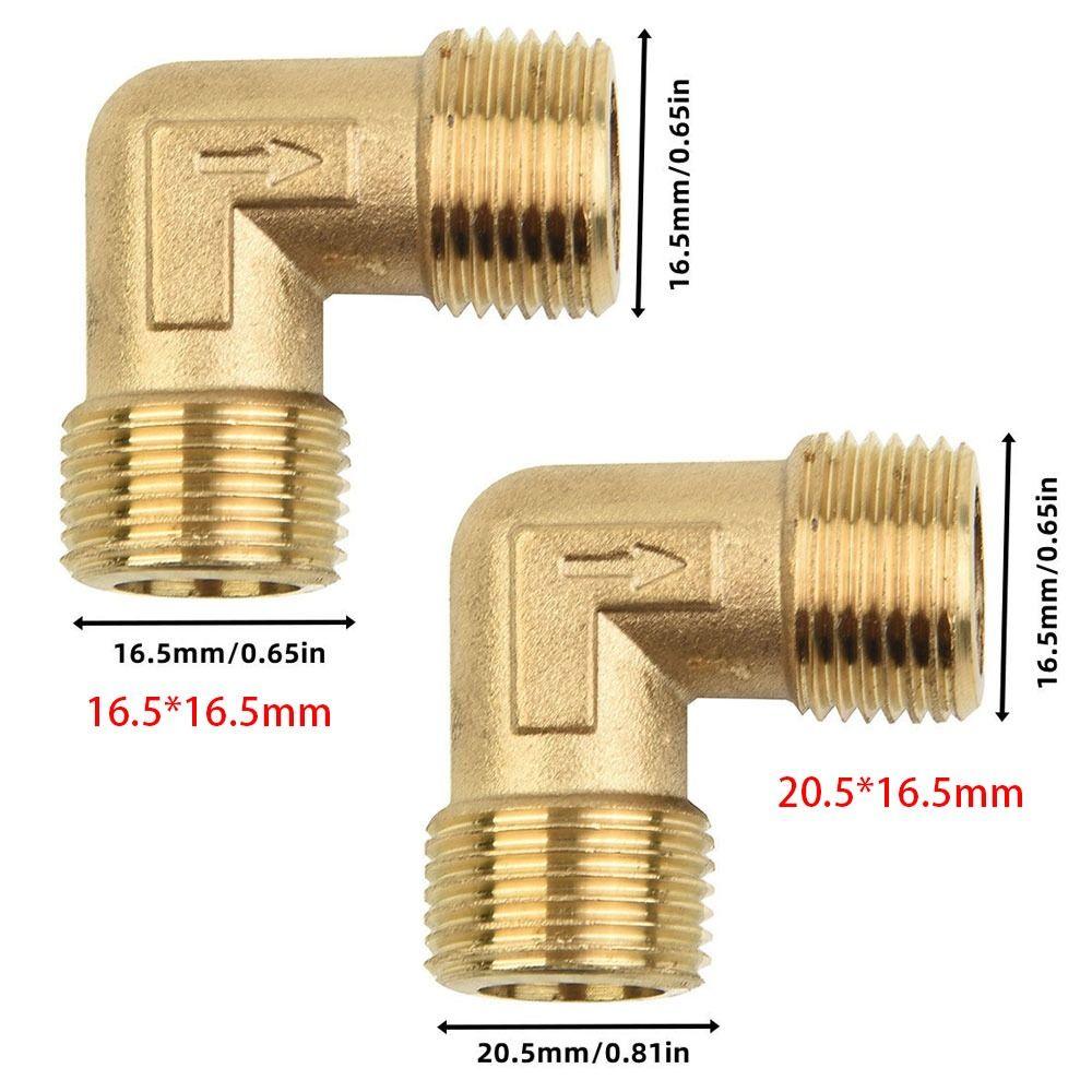 2Pcs 16.5mm 20.5mm Air Compressor Fittings Elbow Coupler Air Tools Parts Male Elbow Connector Male To Male Thread Brass