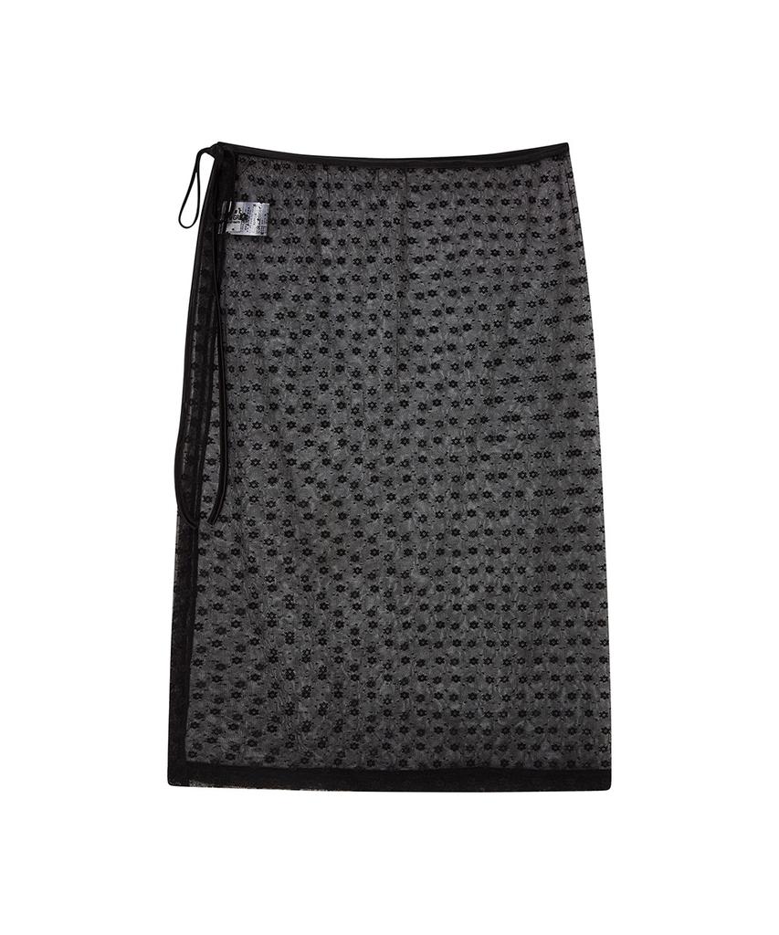 THE GREEN LAB Lace Layered Wrap Skirt [Black]