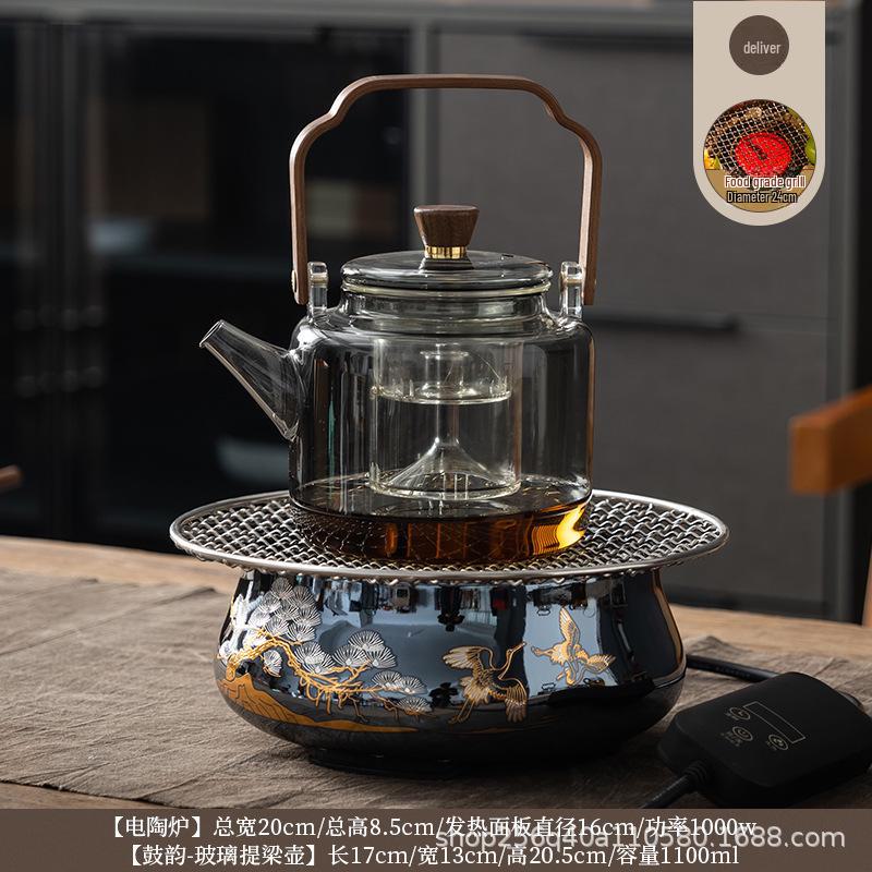Electric Ceramic Tea Set with Induction Cooker: Glass Water Boiler and Steamer for Health Tea Brewing