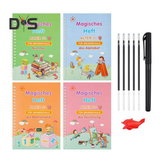 Cvičný sešit pro psaní rukou pro děti, kouzelný drážkovaný psací sešit, opakovaně použitelný pracovní sešit pro psaní, mateřská škola, předškolní potřeby pro děti