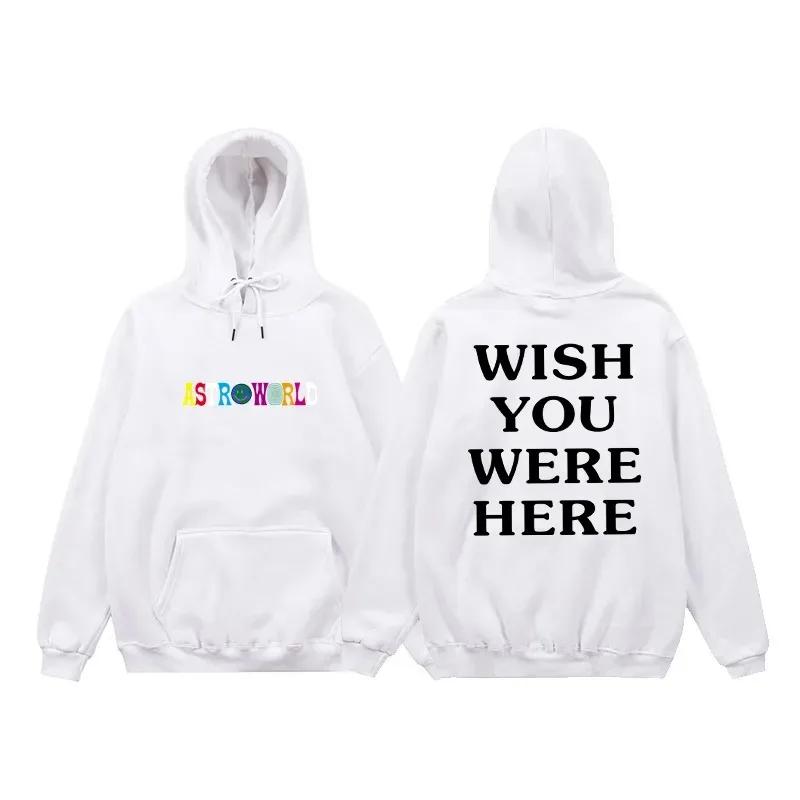 

Хіп-хоп Худі Чоловіки Жінки ASTROWORLD Худі Толстовки Cactus Jack WISH YOU WERE HERE Принт з Літерами Худі з Капюшоном Чоловік Вуличний Стиль XL