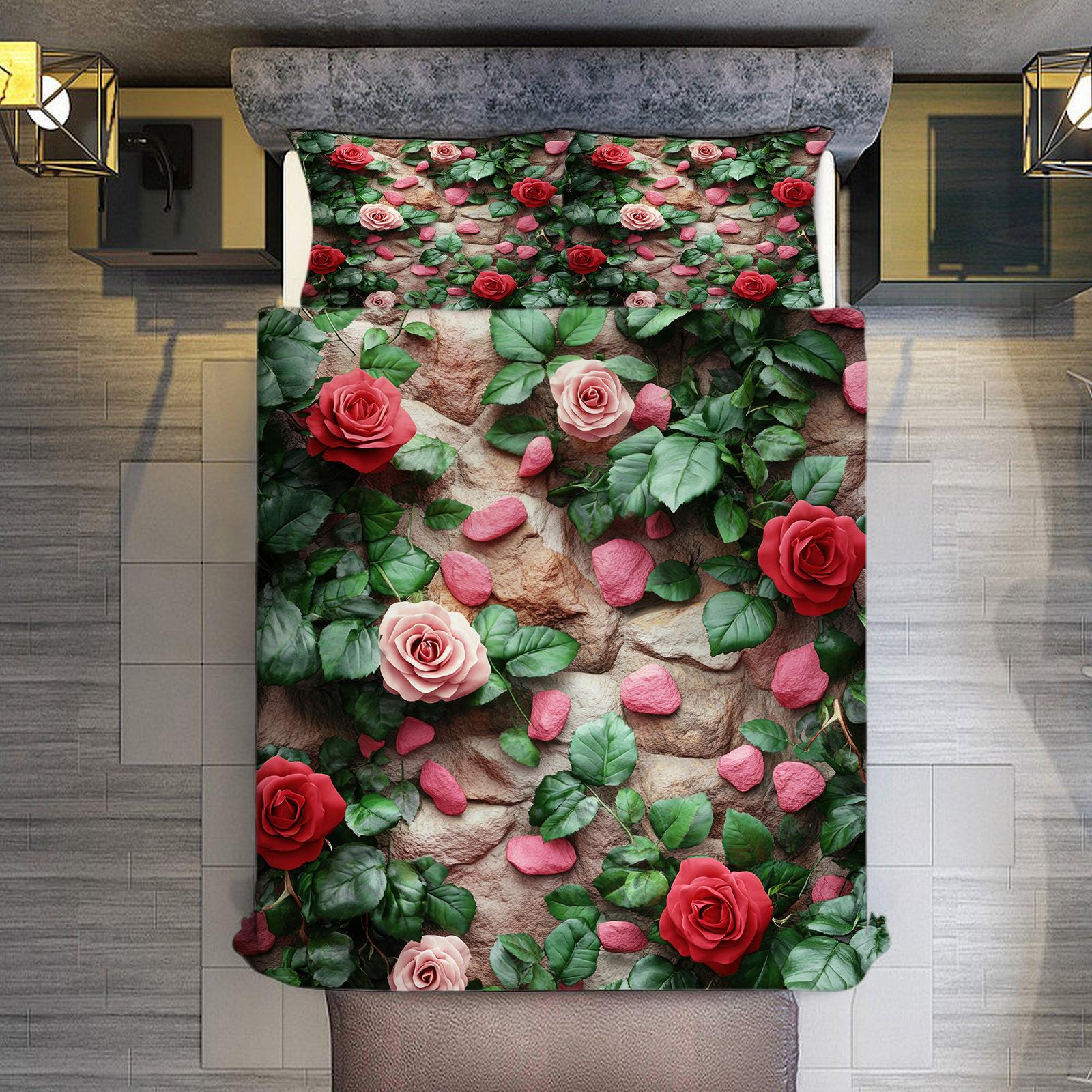 

Bedding Digital Printing Rose Petal Pattern Three-Piece Set Quilt Cover Pillowcase Multi-Size Supply 70 * 133cm (and 75cm * 50cm)