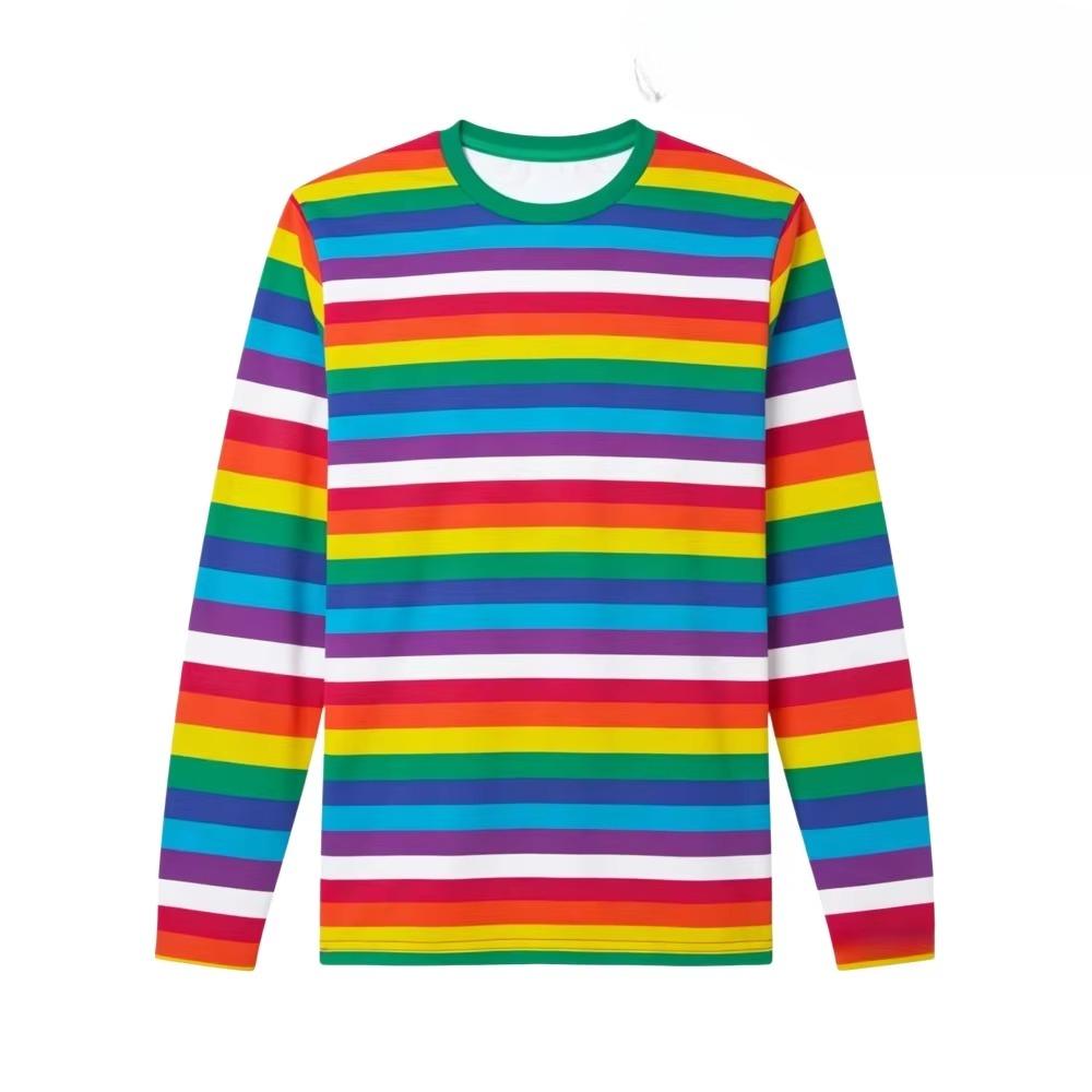 Kids Long Sleeve T-Shirt Boys Creativity Stripe Print Autumn Children Top Round Neck Fashionable Comfortable Versatile Leisure T-shirt