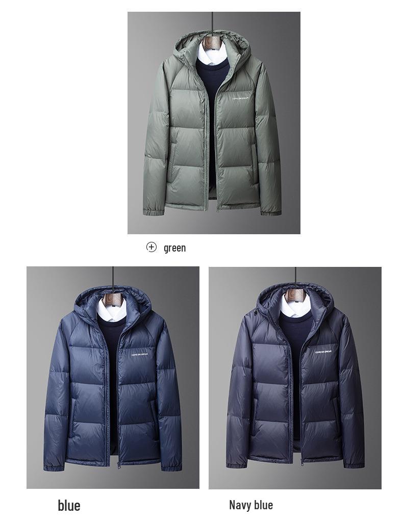 Winterjacke mit Kapuze für Herren: Dicker, warmer Freizeitmantel mit 90 % weißer Entendaune