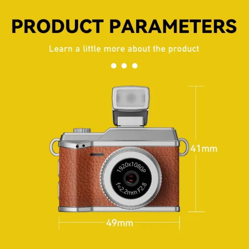 Mini Kamera do Noszenia Retro Kamera 1080P Przenośna Kamera Brelok na Zewnątrz Podróże Vlog Prezenty dla Dziewczyny Kobieta Dekoracja