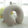 U-Shaped Travel Neck Pillow with Embroidered Logo - Solid Color Memory Foam Design
