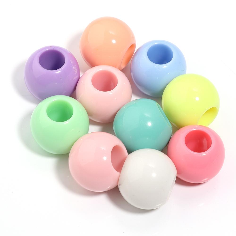 10-200pcs Acrylic Big Hole Beads Candy Color Round Loose Beads for DIY Jewelry Making Bracelets Necklace Keychain Accessories
