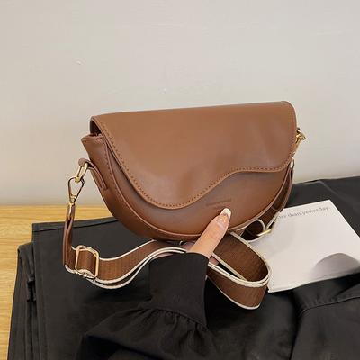 Small Leather Saddle Armpit Bags for Women Summer Chain Shoulder Crossbody Bag Ladies Underarm Handbags