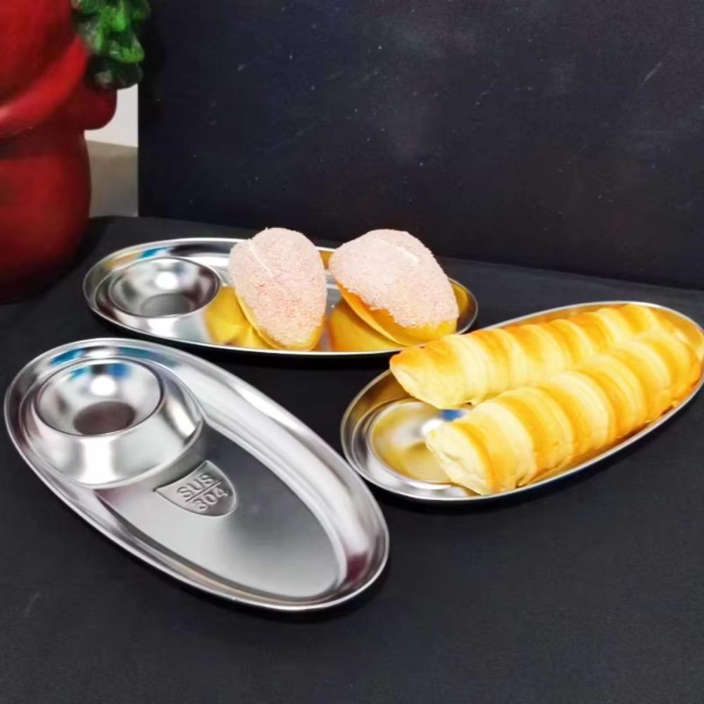 With Sauce Grid Dinner Tray Oval Sushi Plate Dumpling Tray French Fries Plate Hotel