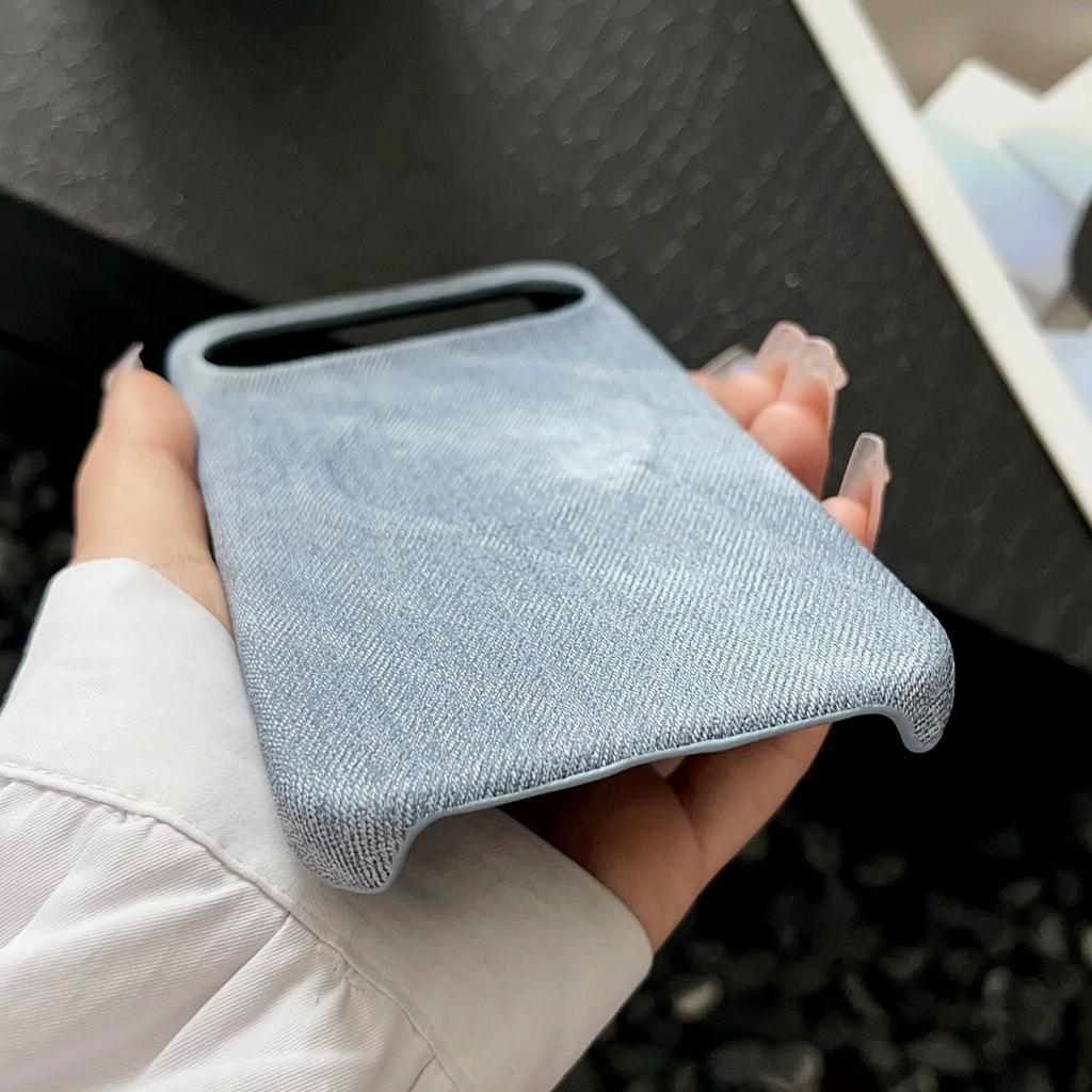 Washed Color Denim Jeans Magnetic Phone Case For Google Pixel 9 8 XL 8A 7 7A Pro For Magsafe Shockproof Frameless Cooling Cover