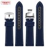 Nylon Watchband 22mm Leather Bottom Watch Strap for B-reitling M-ido O-mega Armani C-itizen Watches Band Canva Bracelet