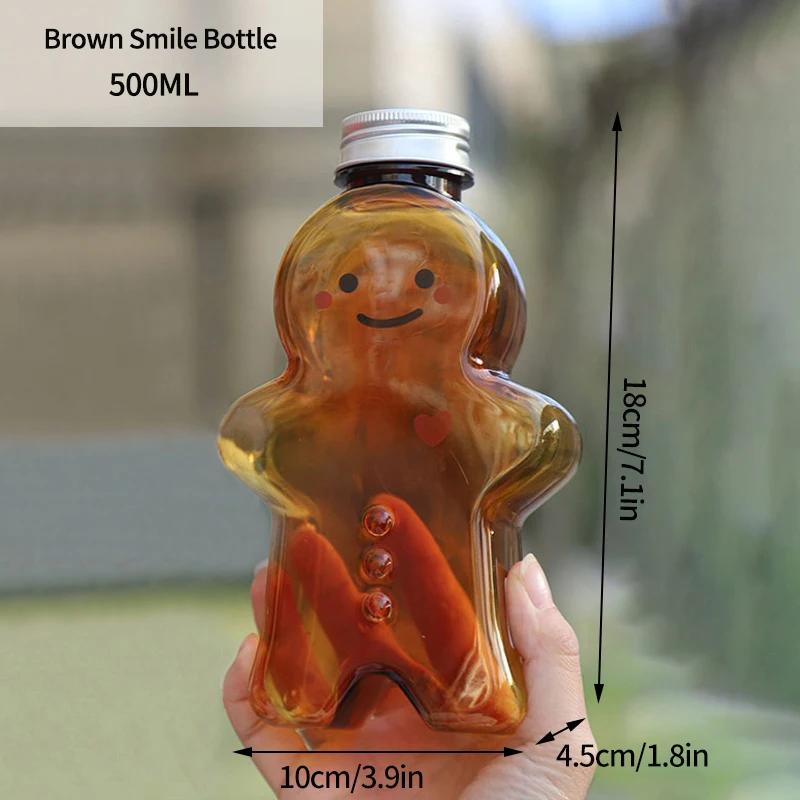 Christmas Party Decoration  Christmas Plastic Water Bottle Gingerbread Man Snowman Shaker Cup Juice Drink Bottles Kids Gifts