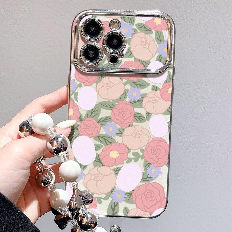 Large Windows for IPhone 15 Mobile Phone Midsummer Tulip Apple 13 Color Thick Apple 14 Electroplated Soft Shell