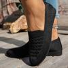New Large Size Knitted Breathable Low-top Single Shoes Women's Foreign Trade Round Head Flat Bottom Lightweight Knitted Lazy Loafers