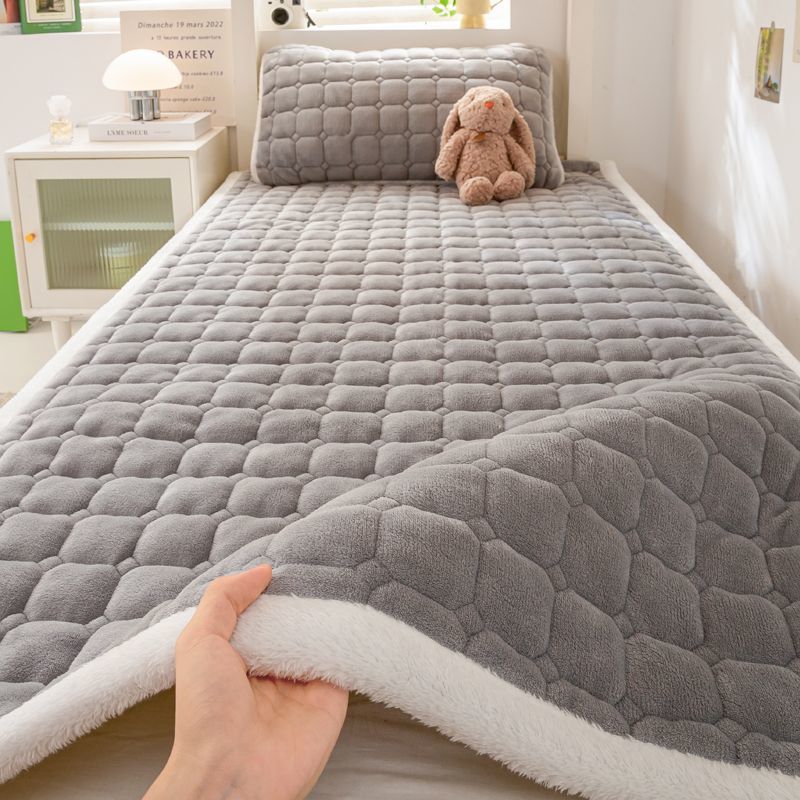 Autumn and winter milk velvet mattress cushion plus velvet mattress pad mattress pad household coral velvet thick warm1pcs
