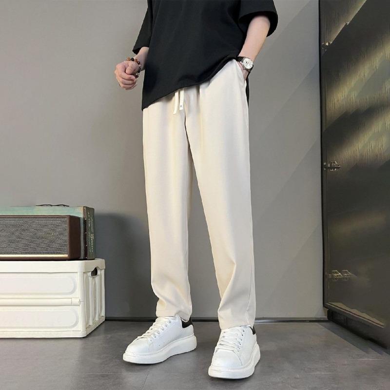 Simplicity Temperament Handsome Smart Casual Versatile Silky Smooth Hanging Down Men's Straight Leg Cropped Pants Autumn 2024