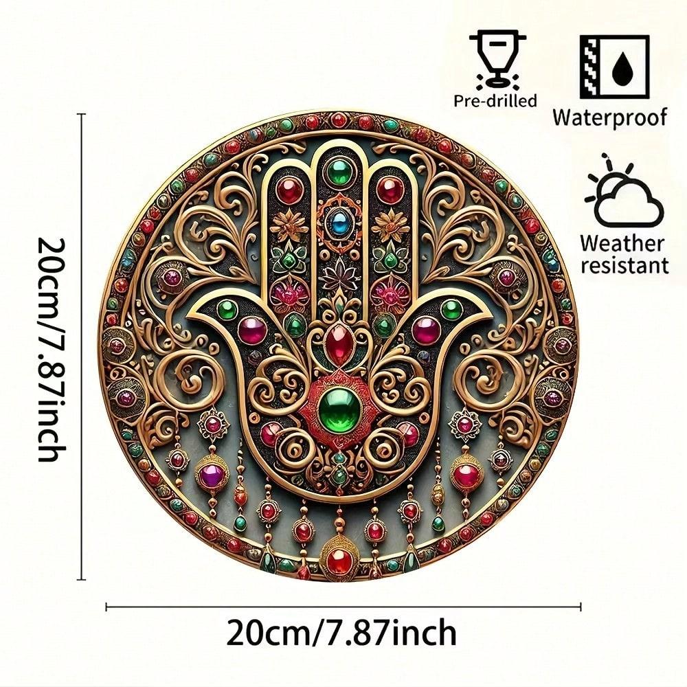 Металлический настенный декор Рука Фатимы, разноцветные драгоценные камни, праздничный подарок TYA18426-20X20CM разноцветный