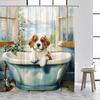 Funny Black Cat Shower Curtain Cute Animal Flowers Bonsai Polyester Fabric home Bathroom Decorative Bath Curtains with Hooks