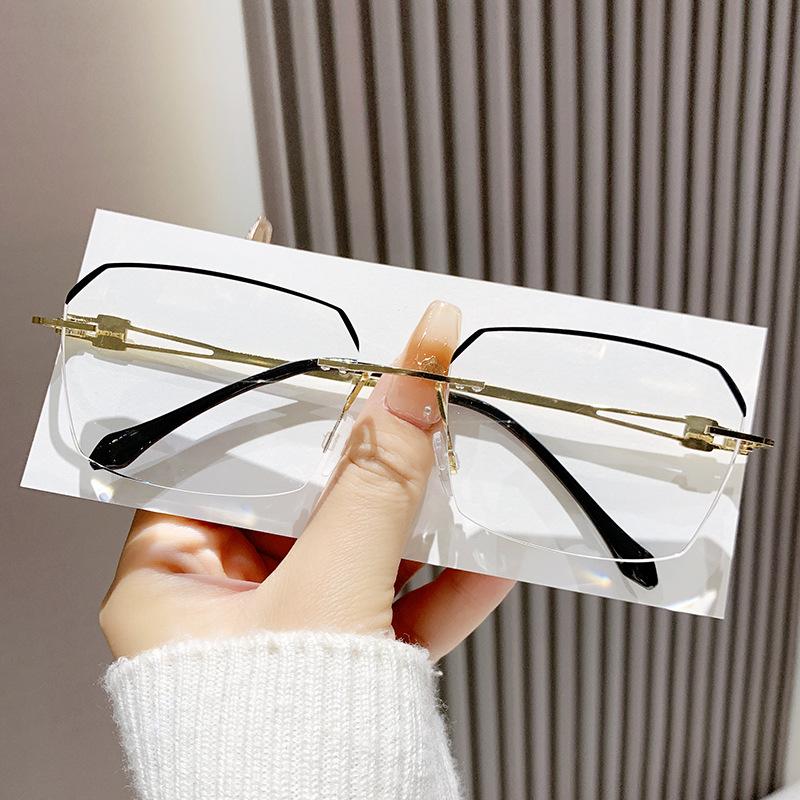 High Definition Anti Blue Light Frameless Presbyopia Glasses for Women Men's Business Luxury Designer Far Sight Eyeglasses +4.0