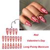 Valentine Press on Nail Stick On Nail Artificial False Nail Almond Fake Nail French Nail Tips 12 Sizes for Womens Girl