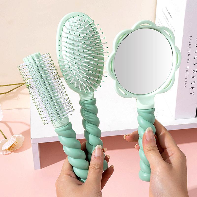 1 Stück Tragbares Niedliches Luftkissen-Kamm-Spiegel-Set Antistatischer Airbag-Kamm und Spiegel Heim-Haarstyling-Werkzeuge für Damen