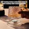 280ml 360 Degree Rotating Whiskey Glass Tumbler with Delicate Embossed Pattern Stable Decoupling Base Drinking Cup Drinkware