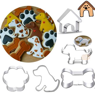 Cute Dog House Bone Paw Metal Cookie Cutter Cookware Biscuit Mold Fondant Cake Tools Baking Mold DIY