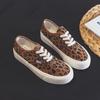 Fashion Ladies Canvas Shoes 2025 Pink Leopard Print Vulcanized Shoes Ladies Flat Shoes Leopard Print Semi Drag Flat Shoes