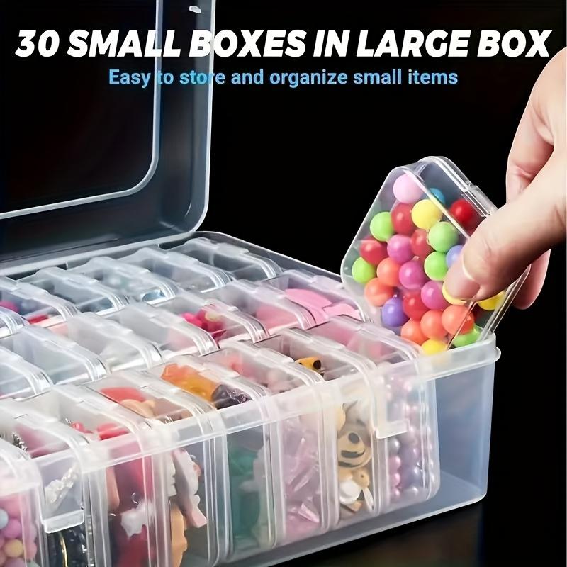 30pcs Clear Plastic Storage Boxes - Durable Organizer for Beads, Jewelry, Crafts - Snap Closure, Removable Trays, Craft Storage Solution, Plastic Box