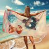 Playful Cartoon Cat Dog Beach Towel, Black Blue Furry Creatures Oversized Quick Dry, Sand Free Lightweight Travel Pool Mat
