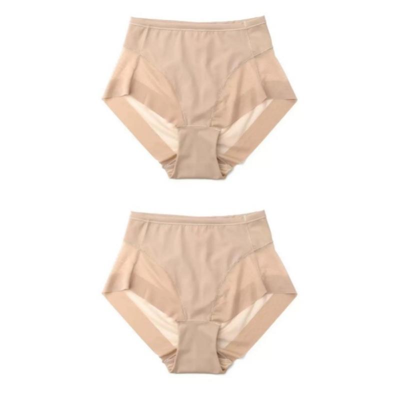 

2Pcs Ice Silk Women Panties Transparent Underwear Mesh Corset Waist Slimming Black Briefs Female Trainer Shaping Underpants S&1pc