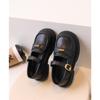 Black Girls Soft Sole Princess Leather Shoes Korean Style Children Casual Loafers