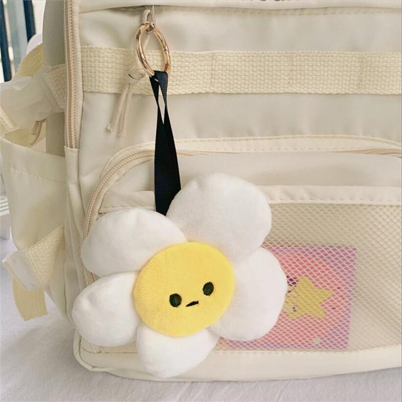 Jucării de pluș colorate cu floarea-soarelui cu față zâmbitoare drăguță, Păpușă creativă, Cadou pentru copii/studenți, Breloc pentru geantă, Păpușă pandantiv umplută 12CM