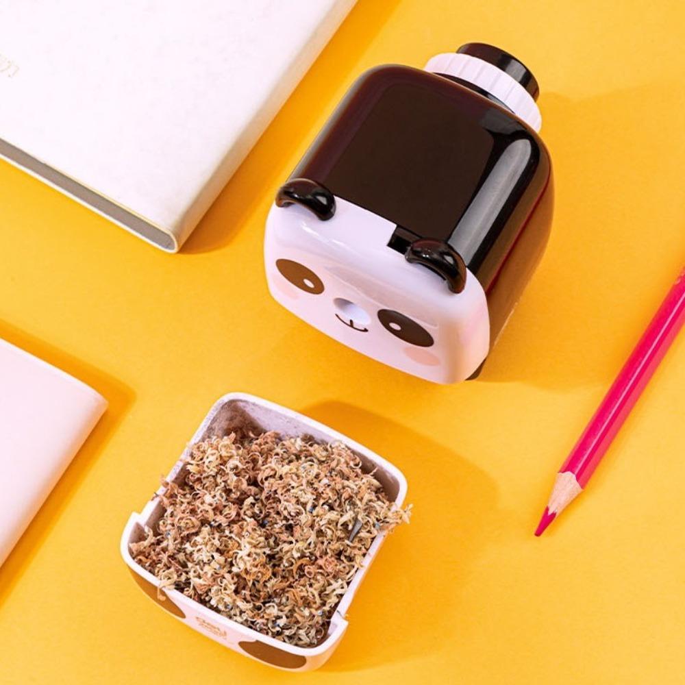 Hand-Cranked Helical Steel Blade Sharpener Tiger Panda Student Stationery Artists Kids