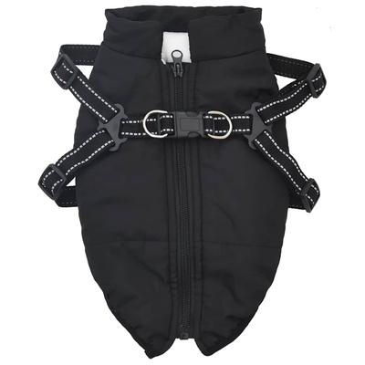 Dog Raincoat with Integrated Harness Waterproof and Reflective Black Size L28